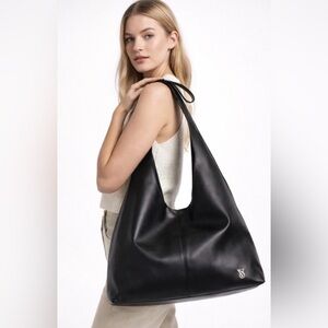 Elegant Black Faux Leather Tote Bag